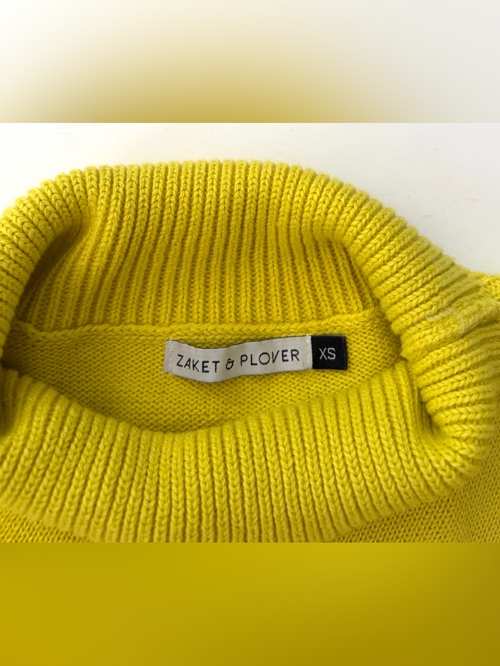 Zaket & Plover Sweater Funnel Neck Cashmere Cotton Blend Sweater Yellow XS - Picture 12 of 13